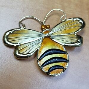 Gold and Black Bee Brooch